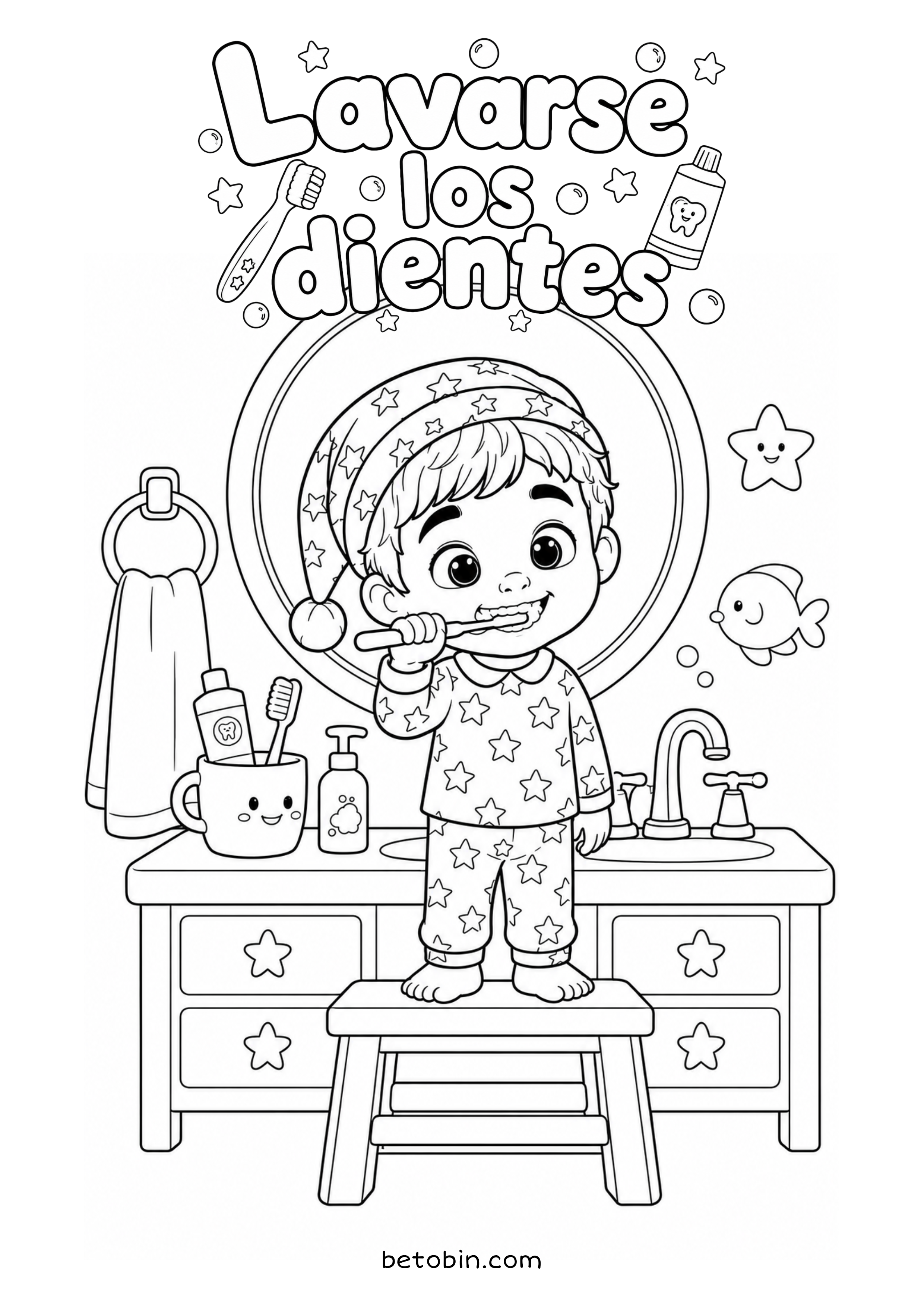 Página para colorear de Lavarse Los Dientes